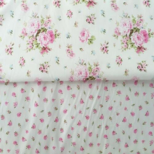 50x40cm Romantic Blue Pink Blooming Big Flowers & All over small flowers Printed Cotton Fabric Bundle For DIY Sewing Tablecloth