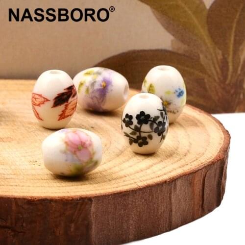 8x10MM Fashion Oval Ceramic Beads DIY Hole Beads Handmade Porcelain Beads 10 Colors For Jewelry Making