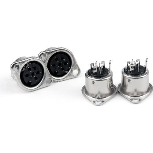 Areyourshop Sale 50 Pcs Metal 6 Pin DIN Female Socket Hulled Panel Mount Connector Soldering