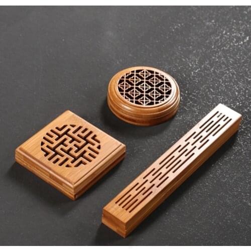 Bamboo Incense Burner Carving Stick Incense Box Sandalwood Plate Incense Burner Hollow Wood Incense Holder Home Teahouse Decor