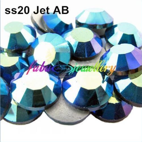 Free Shipping! 1440pcs/Lot, ss20 (4.8-5.0mm) Jet AB Flat Back Non Hotfix Glue On Nail Art Rhinestones