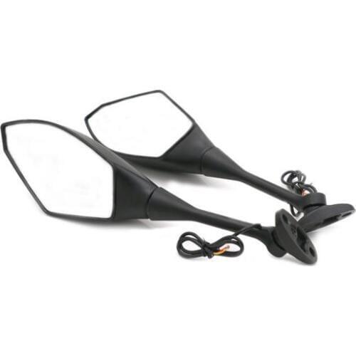 Motorcycle Rear View Side Mirrors LED Amber Turn Signals Light Indicator Mirrors Matte Black For Yamaha FZ1 FZ6 YZF R1