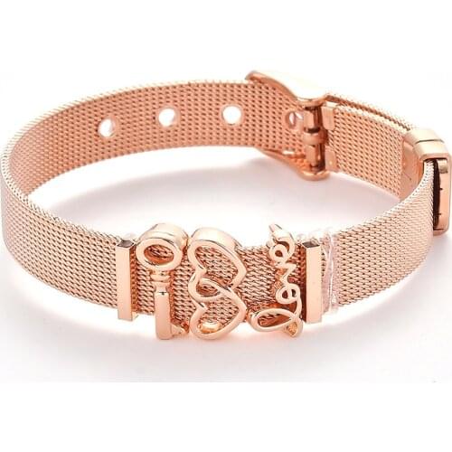 Hot Fashion Couple Love Brand Bracelet Mesh Bracelet Stainless Steel Bracelet for European Woman Men Valentines Day Gifts