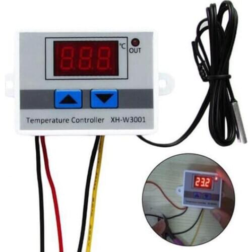 DC 220V Digital Temperature Controller Programmable LED XH-W3001 Thermostat With Heating Cooling Mode Waterproof Sensor