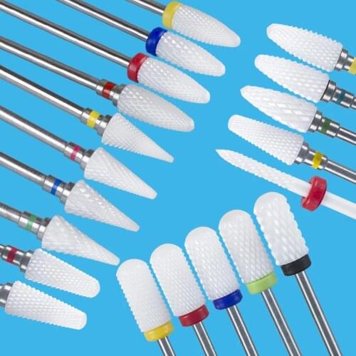 Electric Nail Drill Bits Machine Ceramic Milling Cutter Cuticle Clean Burr Nail Drill Bit Nail Files For Manicure Pedicure Tools