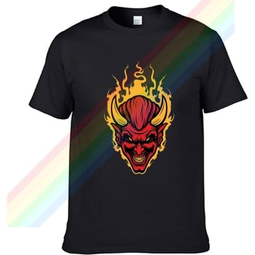 Satan Evil Red-faced Blonde Devil Men Women Summer 100% Cotton Black Tees Male Newest Top Popular Normal Tee Shirts Unisex