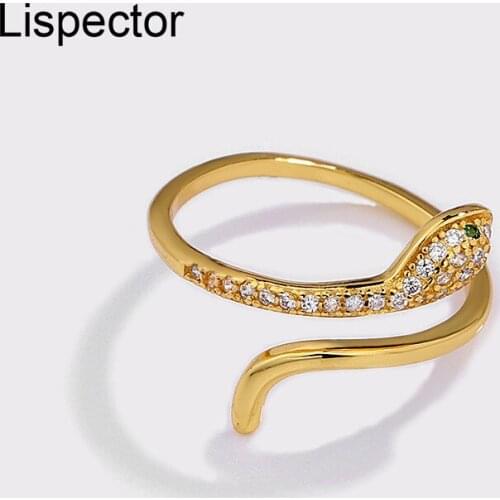 Lispector 925 Sterling Silver Spanish Zircon Snake Shape Rings for Women Light Luxury Shiny Ring Party Female Jewelry Gifts