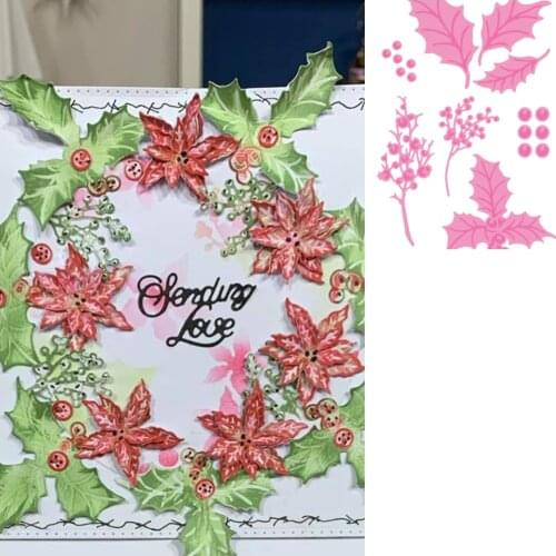 HOLLY Metal Cutting Dies and Silicone Stamps Stencil for Scrapbooking Album DIY Greeting Card Making New For 2021 Arrive