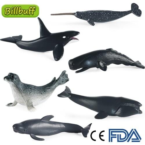 DIY Simulation Marine Mini Animal Penguin Killer Whale Sperm Whale Bowhead Whale Turtle Figures Model Toys for Children Kid Gift