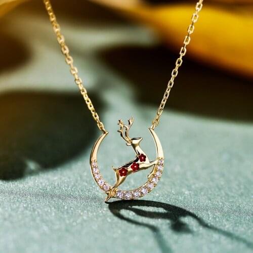 DARA Fashion Moon and Star Sterling Silver Necklace