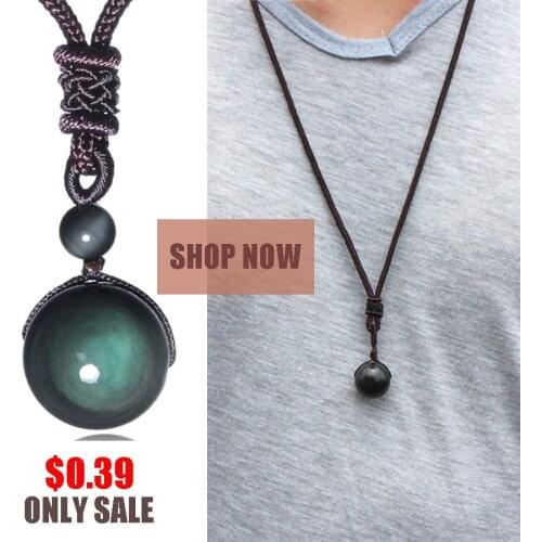 Natural Rainbow Eye Obsidian Necklaces for Woman Beaded Transfer Good Luck Bead Pendant New Rope Chain Necklace Handmade Jewelry