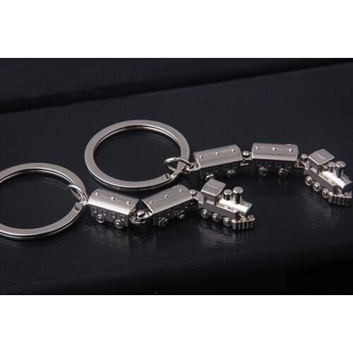 New Fashion Cool Train Model Alloy Keychains Metal Keyring Small Key Ring Key Fob Car Pendant Bag Trinket for Men Women Jewelry