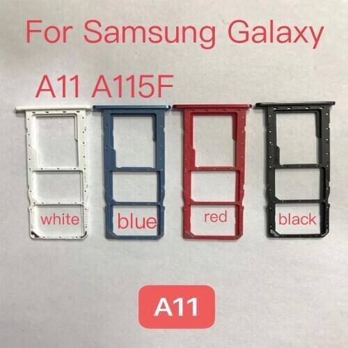 New 10pcs Sim Tray Holder For Samsung Galaxy A11 A115F SIM Card Tray Slot Holder Adapter Socket Repair Parts