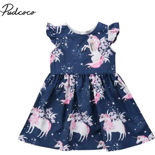 2019 Brand New Infant Toddler Child Kids Girls Floral horse printed Casual Dresses Clothing Costume Sleeveless Sundress 1-6T