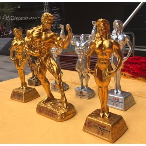 Bodybuilding Muscle Mens Ornaments Bodybuilding Competition Cup Boxer Figure Sculpture Gymnasium Decoration