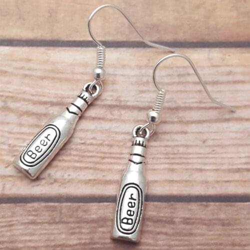Beer Bottle Earrings or Necklace, Beer Jewelry, Beer Lover Gift, Beer Gifts, Fun Earrings, Mismatched Earrings, Gift for Friend