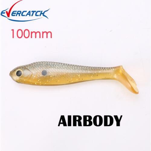 Evercatch airbody 100mm silicone shad rubber soft bait paddle curved tail wobblers swimbait fishing lure for bass pike perch