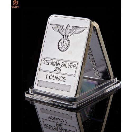 Rare 1 Ounce German Silver 999 Liberty Eagle Totem Silver Plated Cross Bar with Acrylic Protection Capsules