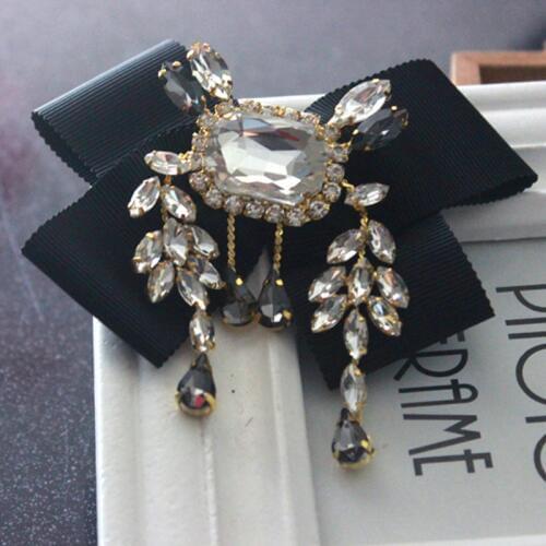Rhinestone crystal fabric bow designer brooch retro pins suit for groom brooches men wedding jewelry accessories decoration
