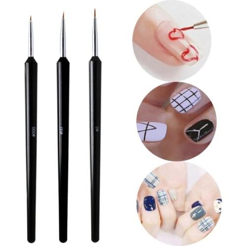 Nail Art Painting Pen 3D Painting Tips DIY Acrylic UV Gel Brushes DIY Drawing Flower Line Grid Nail Design Tools 3 Pcs / Set