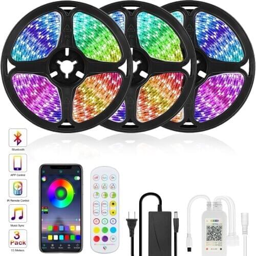 Goodland RGB LED Strip Light 12V Ribbon LED Lights Strip RGB Tape 5050 2835 Flexible Diode Tape for Room TV Backlight Bluetooth