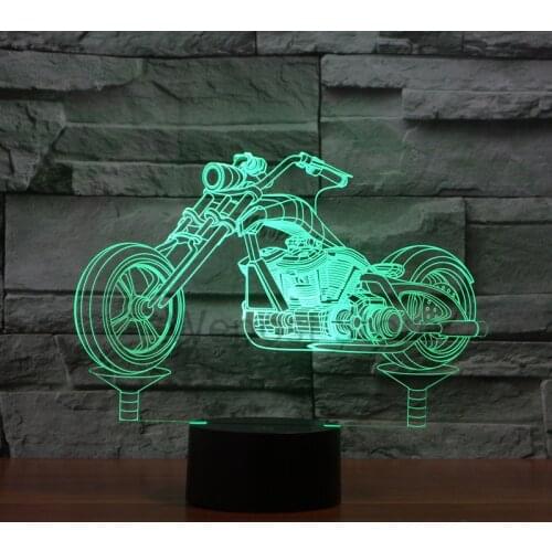 LED Motorcycle Illusion LED Nightlight 3D Motorcycle Model Table Lamp 7colors Changing Atmosphere Touch Lamp Modern Decor