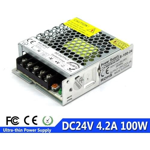 Ultrathin DC Power Supply 24V 4.2A 100w Led Driver Transformer AC110V 220V to 24v dc Power Adapter for strip light Printer CCTV