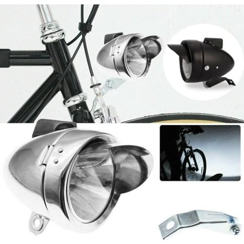 Bicycle Light Retro Bicycle Headlight Bicycle Front Fog Light Retro Chrome Light Silver Black Metal Bicycle Accessories