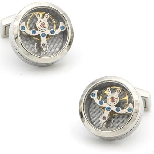 Mens Watch Movement Cuff Links Stainless Steel Material 4 Colors Option