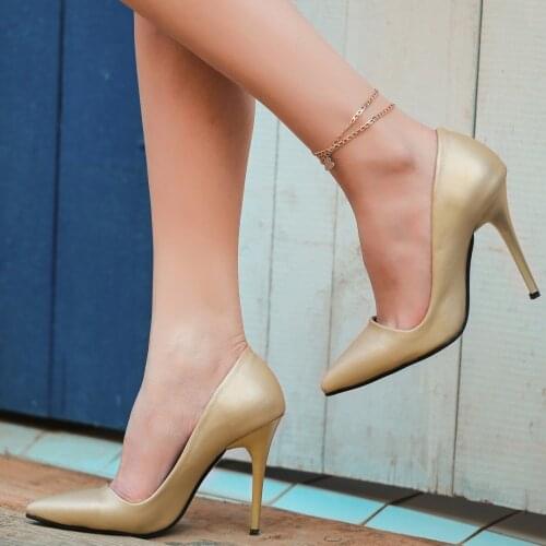 Tonar Reme Gold Skin Stiletto Women Shoes Comfortable and Elegant Summer Orthopedic