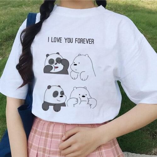 %100 cotton female cartoon shirt T-shirt short-sleeved casual printed clothes Kawaii Harajuku album retro ladies T-shirt tops