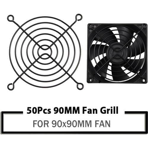 50Pcs YOUNUON 90mm Black Metal Mesh Finger Guard Protective Net Fan Grill 9cm 90x90mm Computer Case Fan Grill
