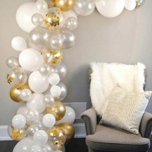 62pcs 12inch Gold White Transparent colorful balloons helium latex wedding decoration birthday party flying balloon