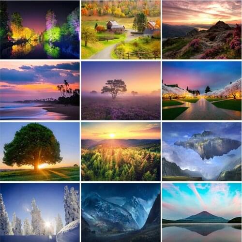Diy 5D Diamond Art Oil Painting Pastoral Landscape Full Square Round Drill Embroidery Cross Stitch Kit Painting Home Wall Decor