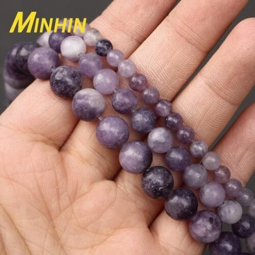 MINHIN Natural Stone Beads Premium Purple Star Beads Round Loose Beads Spacer Beads For Jewelry Making DIY Bracelet Necklace 15