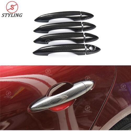 Door handle Cover For Alfa Romeo Giulia Carbon Fiber Door Handle Cover sticker exterior trim 8 Pcs 2015 2016 2017 2018 2019