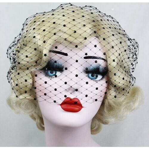 Black Birdcage Veil Blusher Length Wedding veil Crystal Hair bands Bridal Accessory
