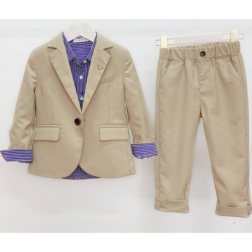 Childrens Handsome Solid Color Suit Sets Boys Party Piano Performance Prom Costume Kids Blazer Pants 2pcs Outfits