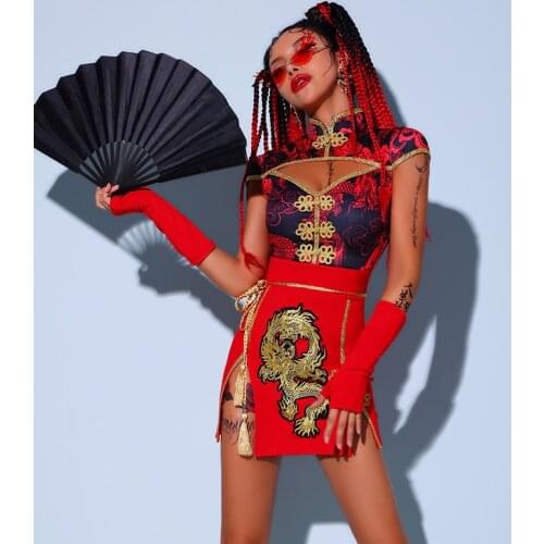 Jazz Dance Wear For Adult DJ DS Clothing Chinese Style Dancer Outfit Cheerleader Costume Designer Clothes Stage Costume DL7203