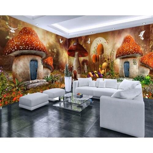 Beauty dream fairy tale mushroom house forest whole house custom wall children room background decoration wallpaper Beibehang
