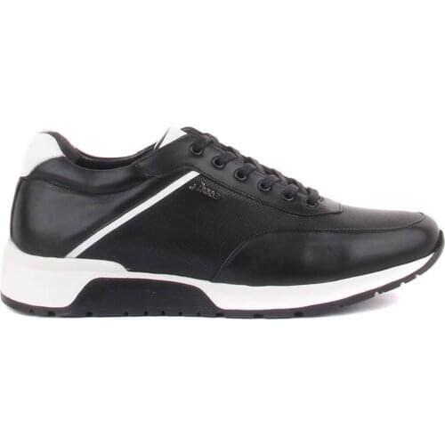 Fosco-Black Leather Lace-Up Men Casual Shoes