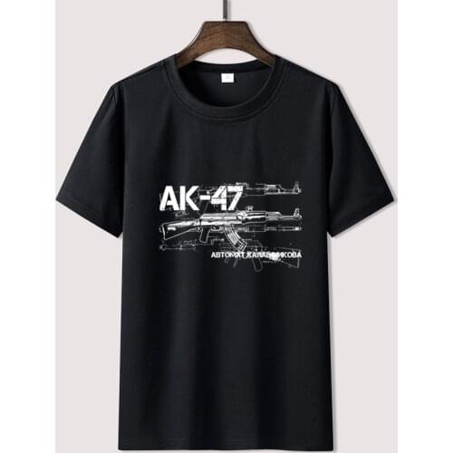 Printed Tees Male Harajuku Top Fitness Brand Clothing Shirt T-shirt Ak-47 AK47 Kalashnikov Glock Assault Rifle Uzi Fun Tee Shirt