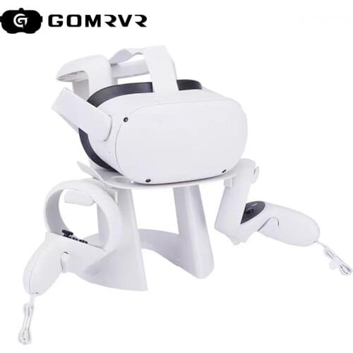GOMRVR VR Headset and Touch Controllers Display Stand, Helmet & Handle Holder Mount Station for Oculus Quest 2 (White)