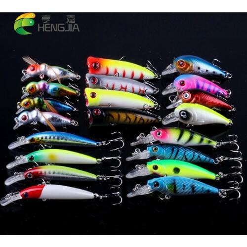 Hengjia 20pcs hard baits minnow wobblers crankbaits top water popper fishing lures cicada insect pesca fishing tackles