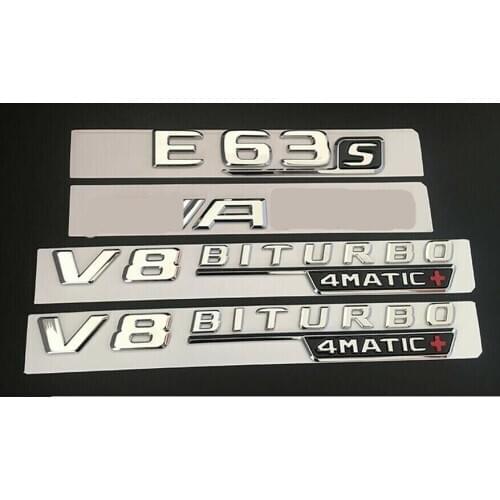 Chrome Letters Emblems Badges for Mercedes Benz W213 E63s FOR AMG V8 BITURBO 4MATIC