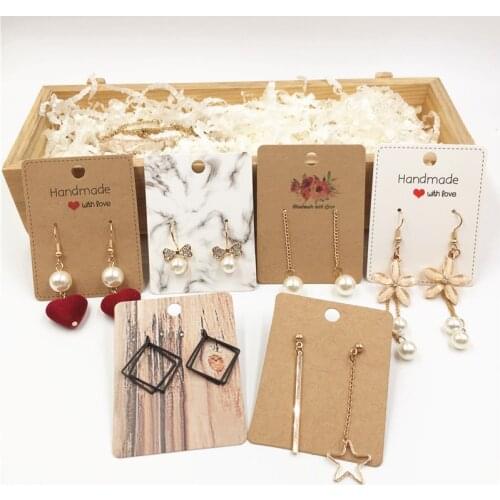 50Pcs 6.5x5cm Paper Cards Handmade Necklace Stud Earring Display Cards DIY Jewelry Packing Accessories Price Tag Gift Labels