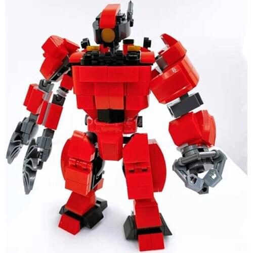 16cm MOC Mecha Model Assembly Mecha Bricks Toy DIY Building Block Stem Toy Red