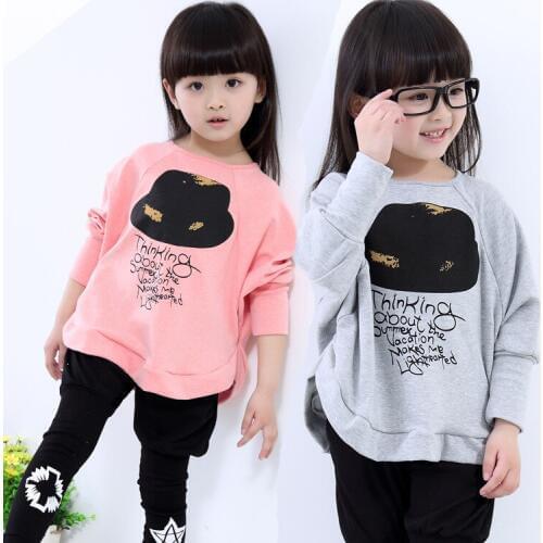 2019 Hot Sale Fashion Cotton Kids Girls Loose Hoodies Clothes Bat Sleeve Baby Girls Clothes Toddler Girls 2 To 15Y