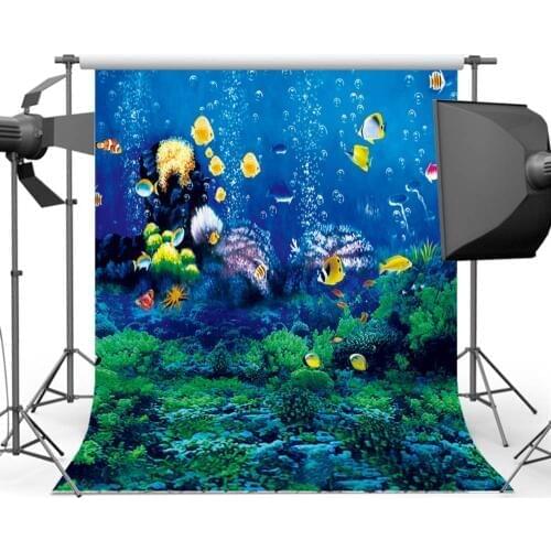Mehofoto Sea World Background Photography Cartoon Fish Starfish Seaweed Backdrop for Photographers Studio S-174