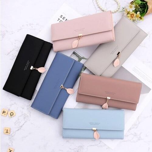 Fashion Women Long Wallet Leaf Pattern Hasp Ladies Purse soft pu Leather Multifunction Wallets Female Zipper Coin Purse 19*9*3cm